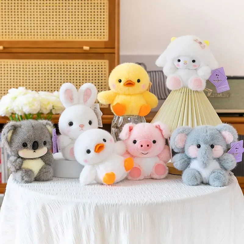 

Cute Plush Animal Figurines In Chubby Versions Including A Lamb A Rabbit And A Yellow Duck Companion