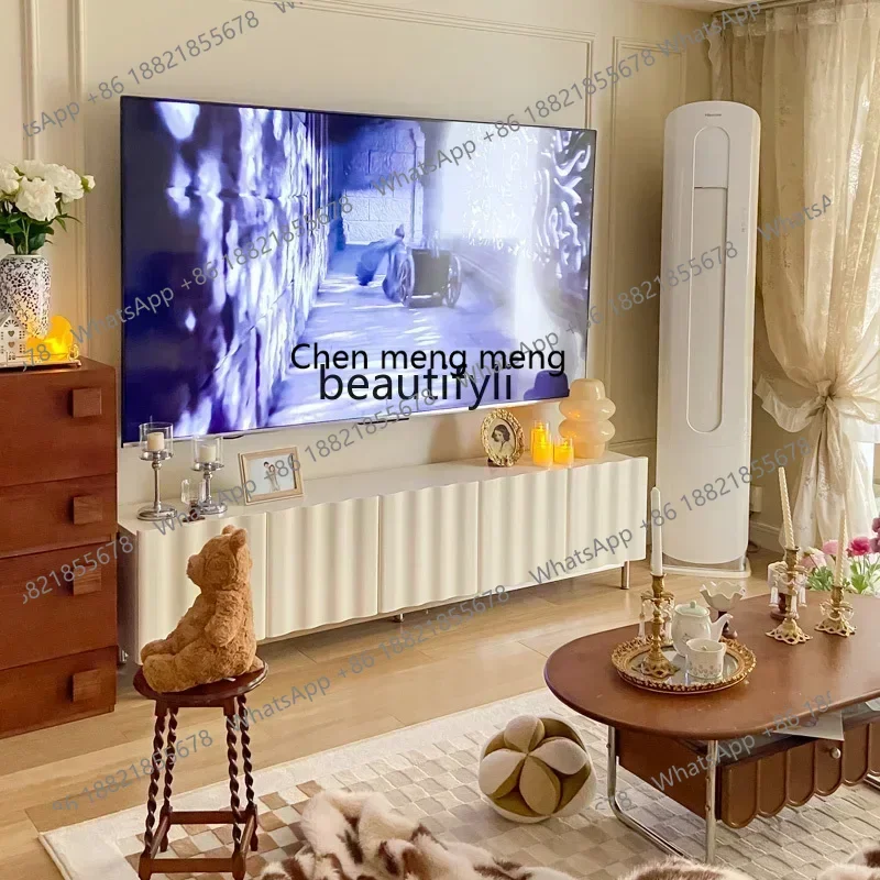 

SS new style Wave TV cabinet French cream style, simple coffee table combination floor lockerss 7486