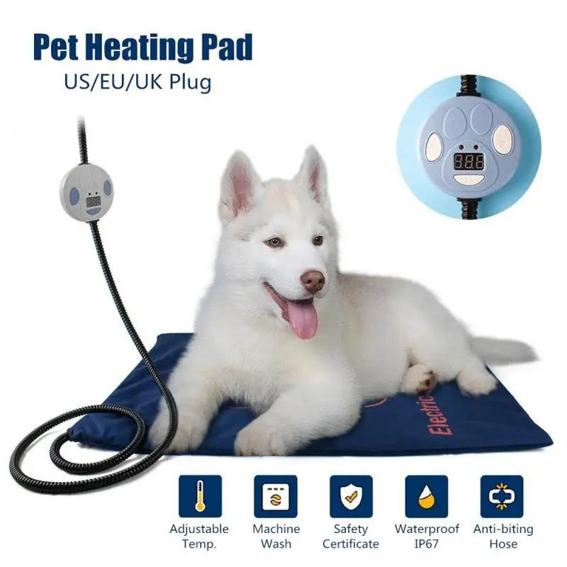 

Waterproof Pet Heating Pad Electric Blanket Dog Cat Winter Warmer Pad 45×60cm Adjustable Temperature Dog Mattress US/UK/EU