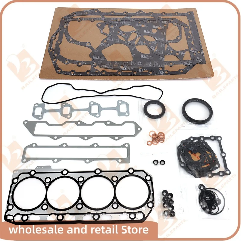 For Yanmar 4TNV86 Engine Full Gasket Kit Set Diesel 4 Cylinders Piston Ring 86*2+2+4mm Overhaul Rebuild Kit Engine Spare Parts