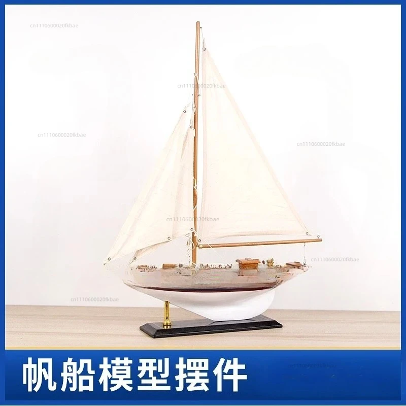 Wooden Sailboat Model Kit Single Mast American European Style Entryway Decor Smooth Sailing Ship