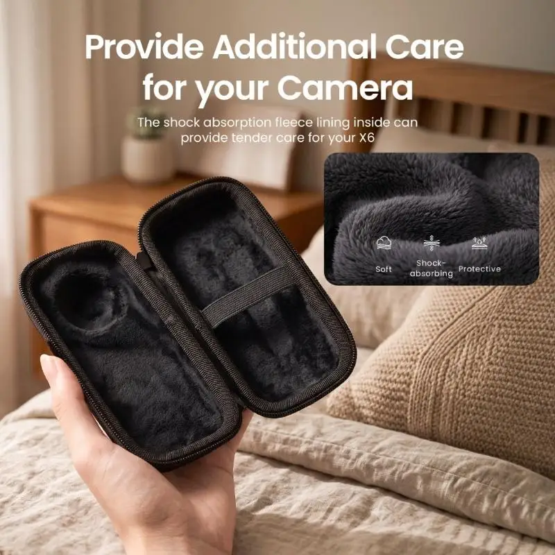 B03F Soft-Lined Action Camera Carrying Case with Full-Coverage Molded Shell, Two-Pull Access and a Carabiner for Dedicated