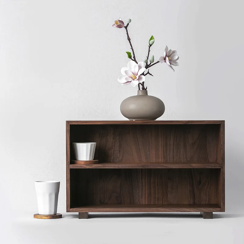 Desktop storage , black walnut solid wood dovetail structure, storage second-layer rack, display retro shelf.