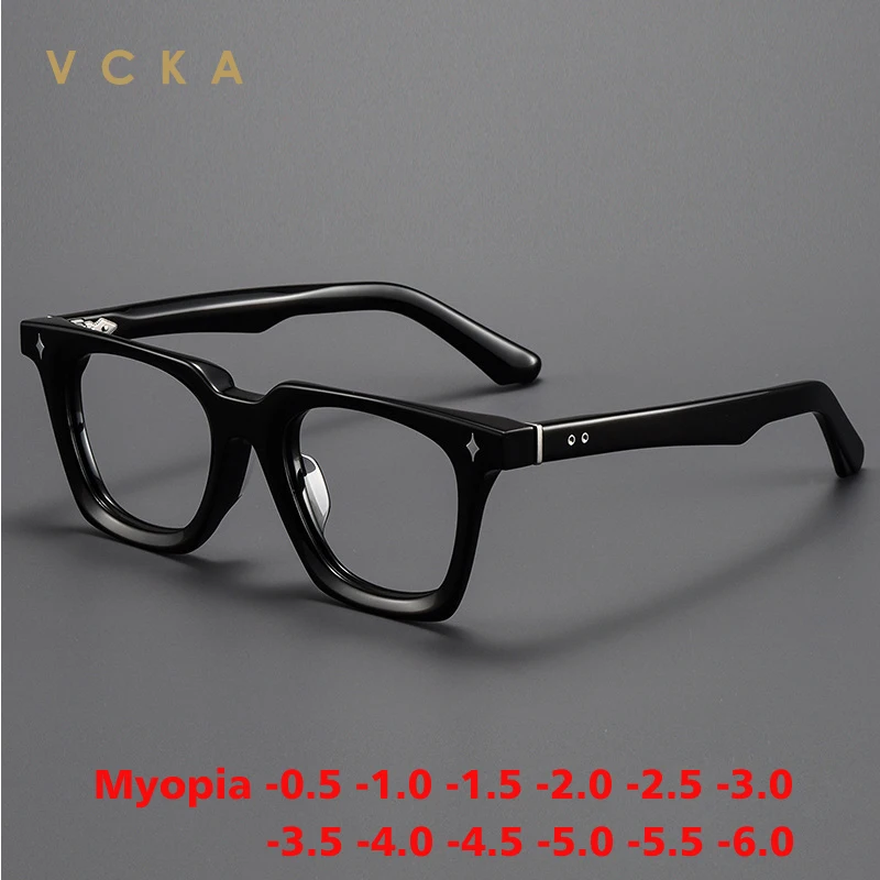 

VCKA Vintage Thick Acetate Myopia Glasses Frame Women 2024 New Prescription Eyeglasses Men Luxury Brand Eyewear -0.50 to -10