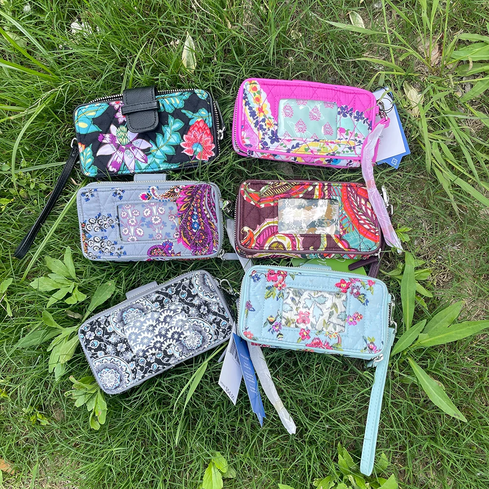 VbAmerican Rustic Cotton Flower Printing Wristlet Wallet, Folding Bag, Inforladies, Money Bag, Coin Hectare, Children, Girls, Women