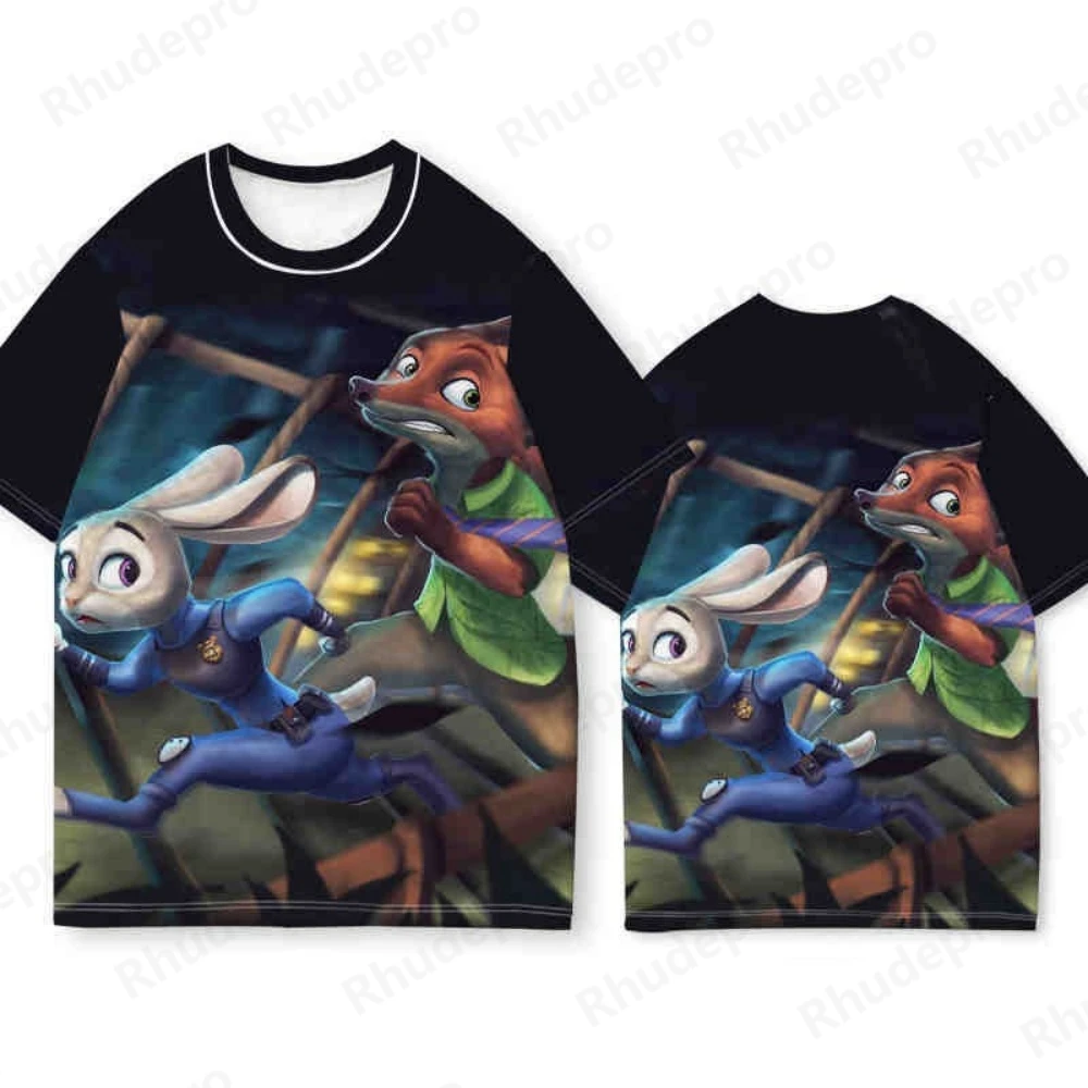 

Disney Cartoon T-shirt Men Women Summer Fun Zootopia 3D Print Top Tee Male Fashion Trend Short Sleeve Clothing Casual Streetwear