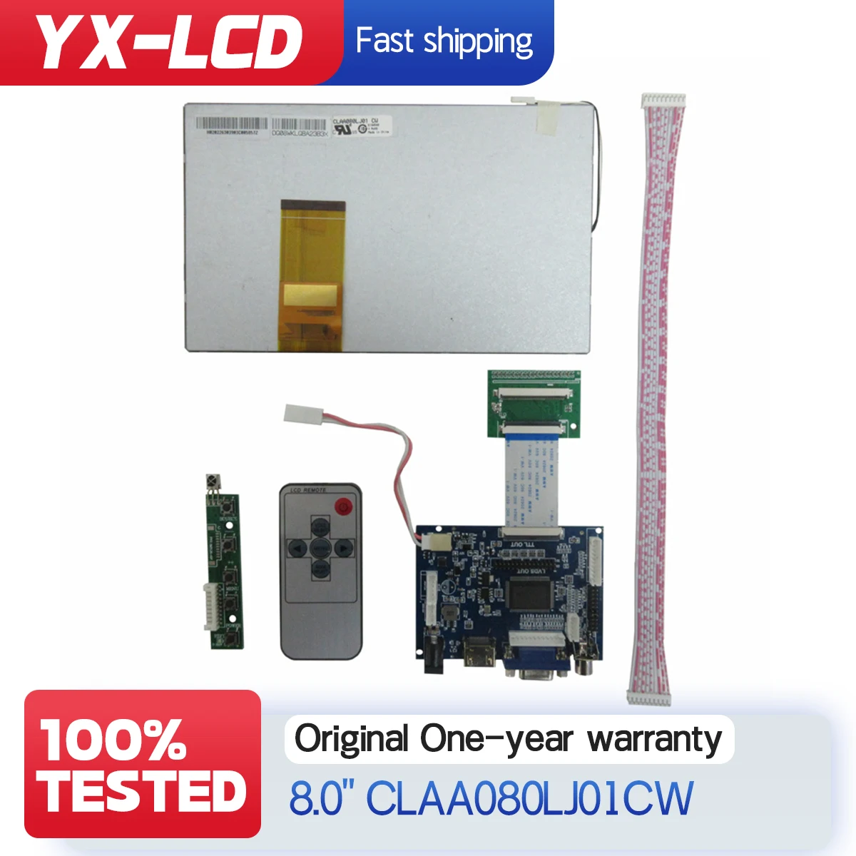 

Original 8 "800 × 480 resolution industrial display screen CLAA080LJ01CW liquid crystal display screen