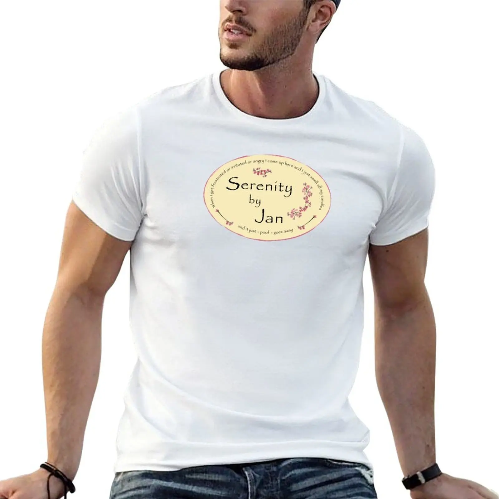 

Serenity by Jan The Office Jan's Candles T-Shirt man graphic t shirt man t shirt heavy cotton T-Shirt