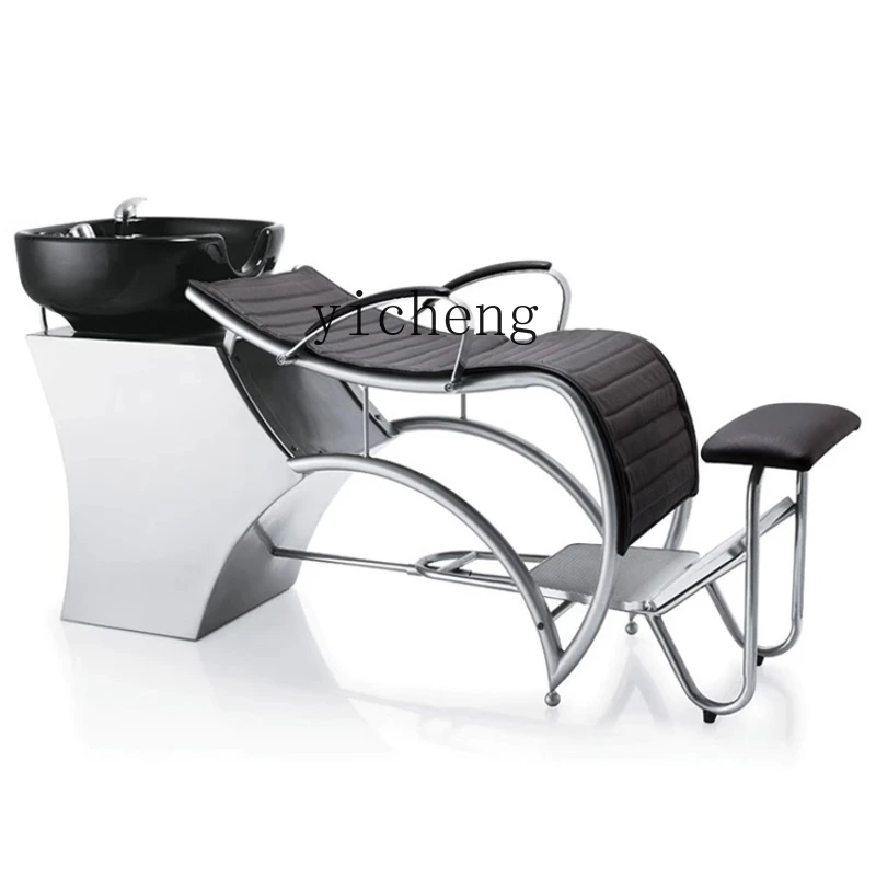 

ZC Lying Half High-End Shampoo Chair Hair Saloon Dedicated Ceramic Basin High-End Hairdressing Flushing Bed