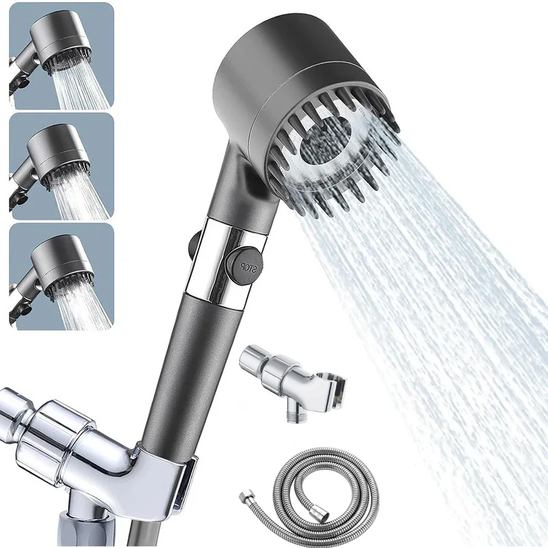 

3-Mode Purifying Shower Head Set w/Holder & Hose, High Pressure Filtered Handheld Shower for Bathroom