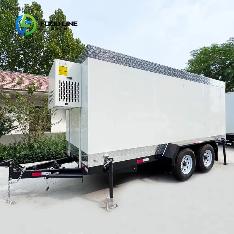 Customized Refrigeration Trailer Box With Towing Hitch And Aluminum Diamond Plate Body For Frozen Food Bulk Purchase Lower Cost