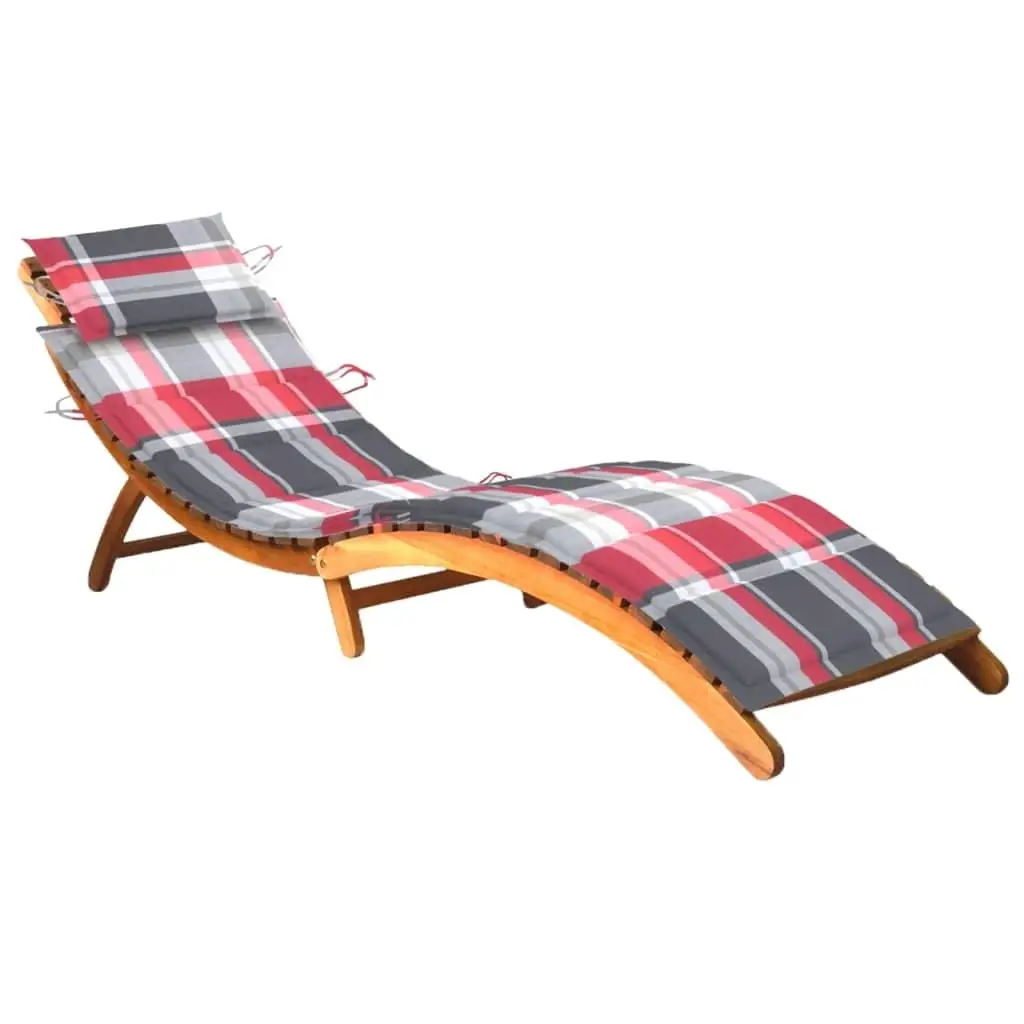 Acacia Wood Patio Sun Lounger with Cushions - Outdoor Relaxation Chair