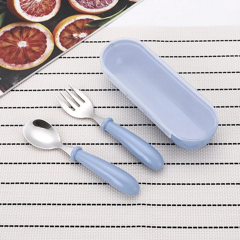 

3pcs Sets Spoon Forks Box Stainless Steel Cutlery with Storage Case Portable Feeding Utensils Spoons Baby Tableware Suit
