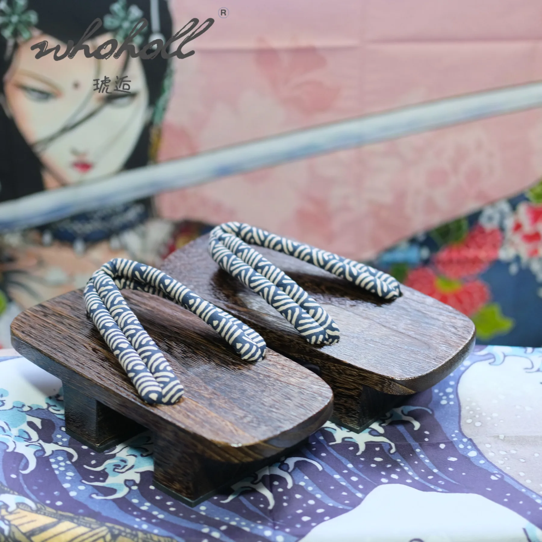 Japanische Holz geta Sommer Mann Frauen Hausschuhe zwei Zähne dicke Plattform Coplay Kostüme Schuhe Flip Flops Animation Clogs Schuhe