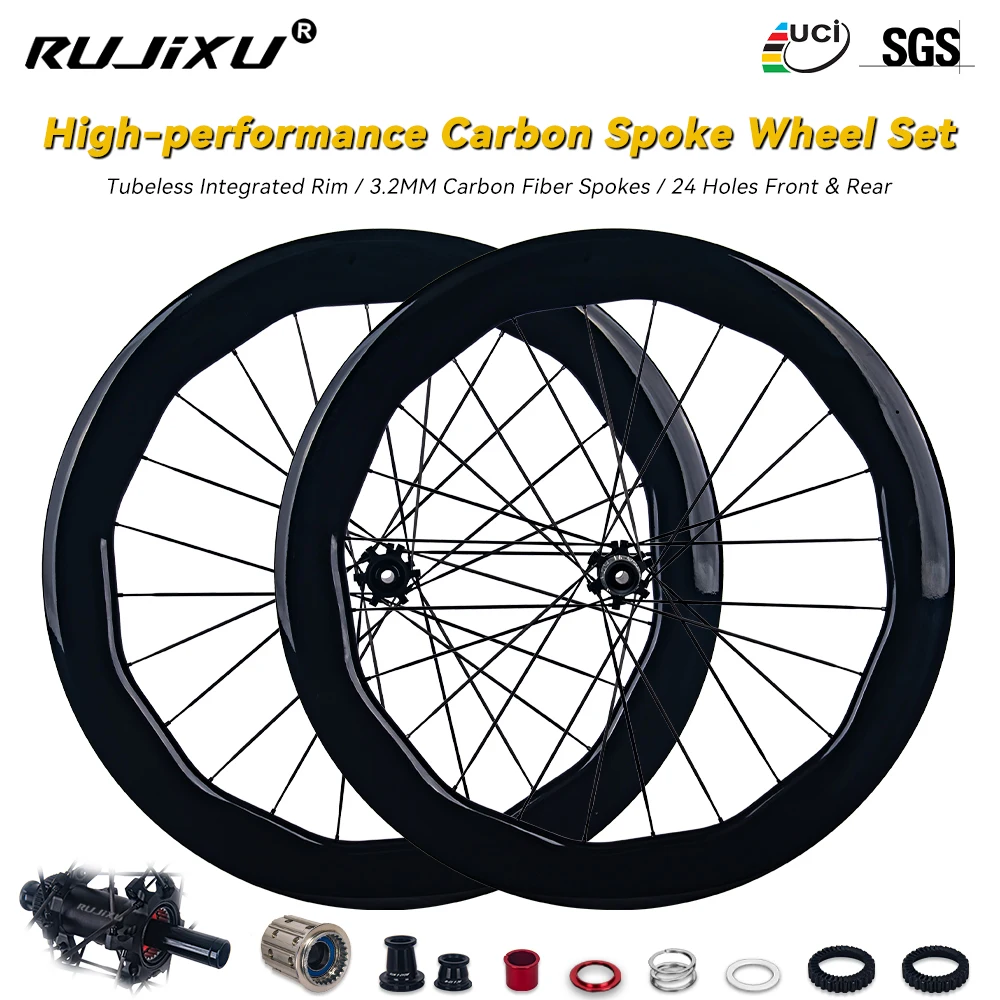 

6560 5045mm 700C 24H Carbon Spokes Carbon Road Wheelset UCI Approved Carbon Rim Tubeless Disc Brake Wheels Road Cycling Wheels