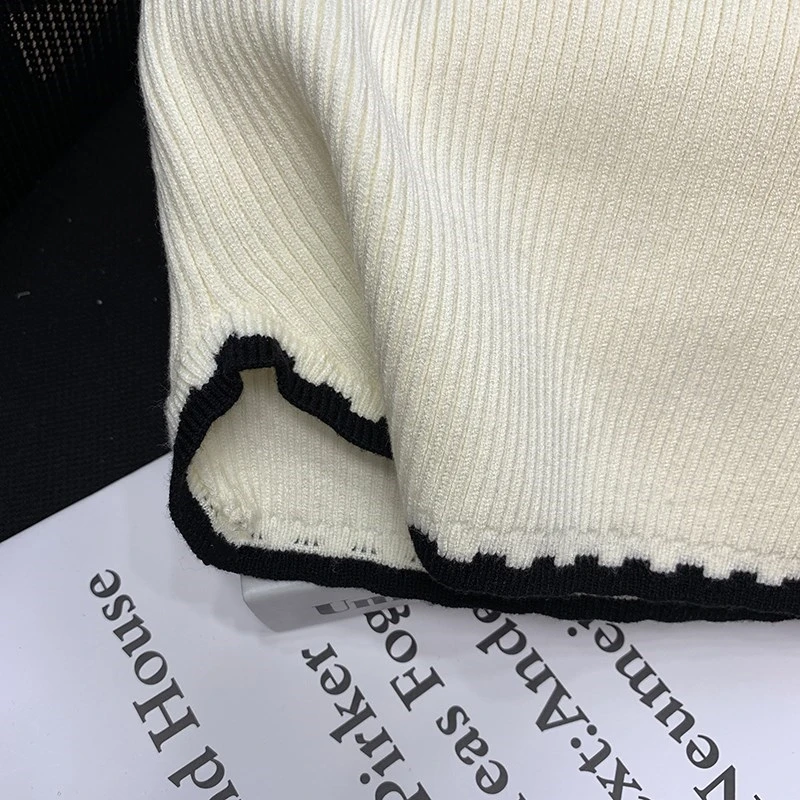 Women Solid U Neck Ribbed Crop Top Women Summer Basic Elastic Exposed Navel Tops Contrast Color Patchwork Mujer Knitted Camisole
