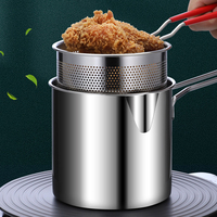 Deep Frying Pot 304 Stainless Steel Kitchen Fryer With Strainer Tempura Fryer Pan Fry Pot For French Fries Chicken Cooking Tools