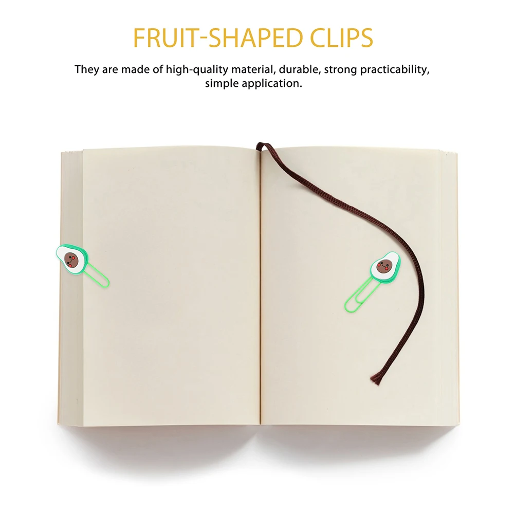 

8 Pcs Avocado Bookmark Clip Small Paper Clips Fruit Clamp Fun Paperclips Student