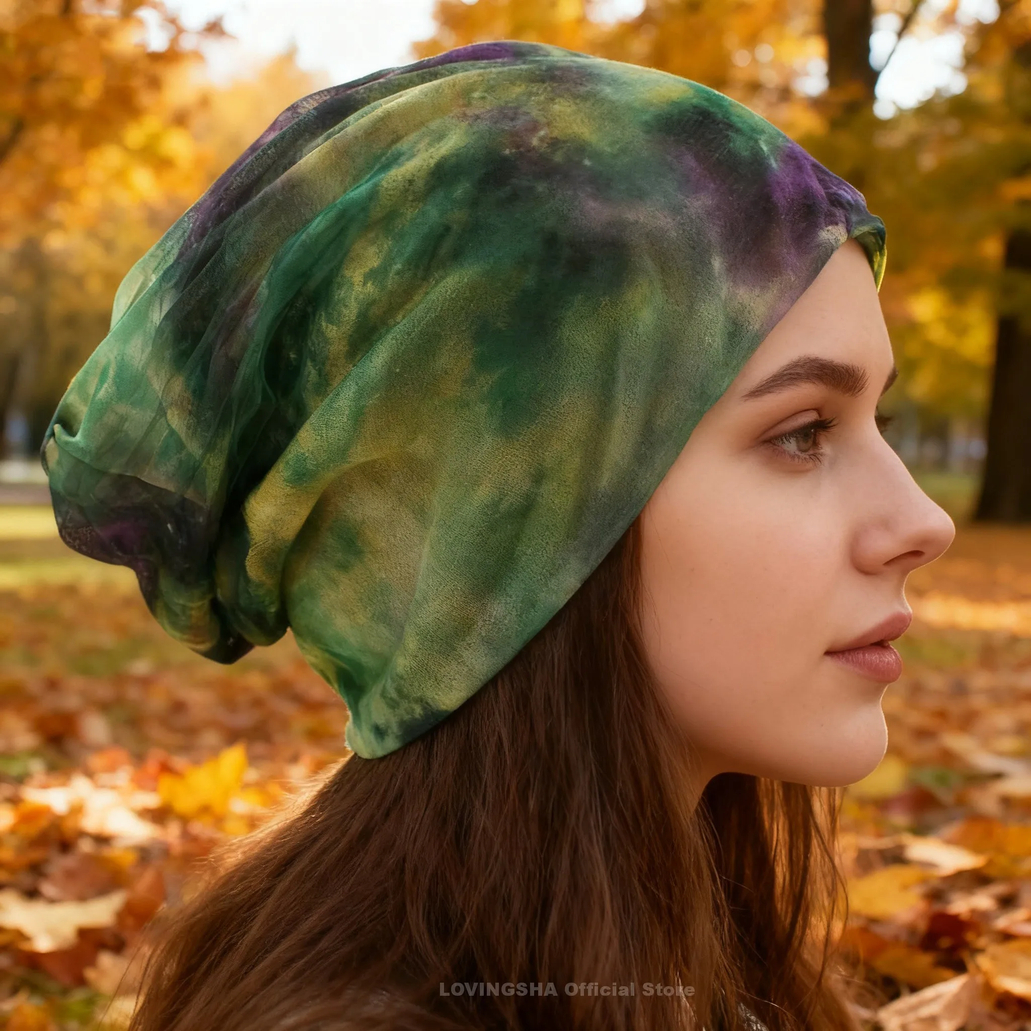 LOVINGSHA Brand Autumn And Winter Dual-use  Vintage Design Hats For Ladies thin Skullies And Beanies Women Scarf Face Mask HT015