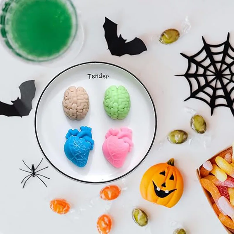 Human Brain And Heart Silicone Molds For Soap Making Supplies Halloween 3D Organ Shapes Candle Ice Cube Tray Chocolate Jelly