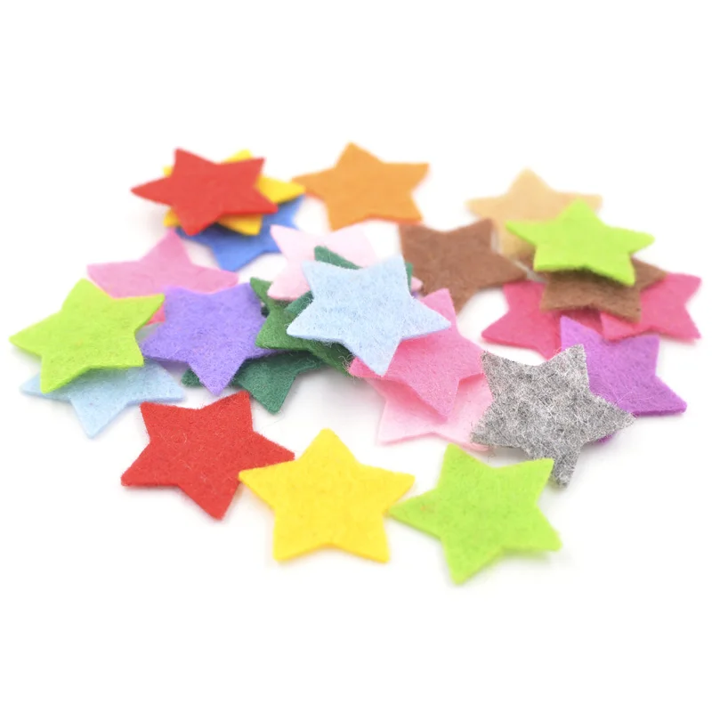 200Pcs/lot 20mm Mixed Star Nonwoven Fabric Patches Felt Scrapbooking Accessories Appliques for Craft Clothing Sewing Decor