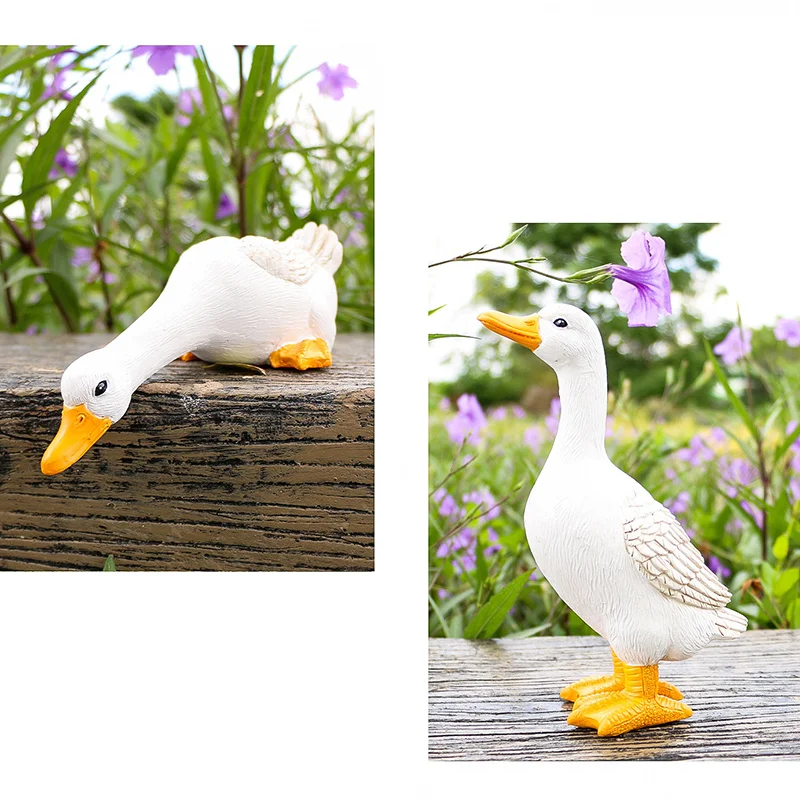 Simulation Duck Statue For Home Decor Cute Resin Animals Ornament Creative Outdoor Landscape Garden Courtyard Lawn Decoration