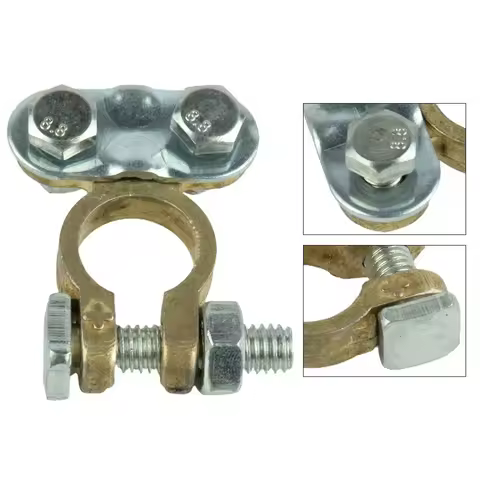 2Pcs 12V Brass/Aluminium Battery Terminals Screw Type Connectors Brass Aluminium Leisure Clamps Car Van Caravan Campervan
