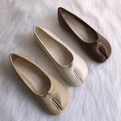 Tabi Ninja Shoes Woman Microfiber Leather Comfy Flats Split Toe Slippers Soft Bottom Loafers Brief Ladies Trotter Moccasins 2023