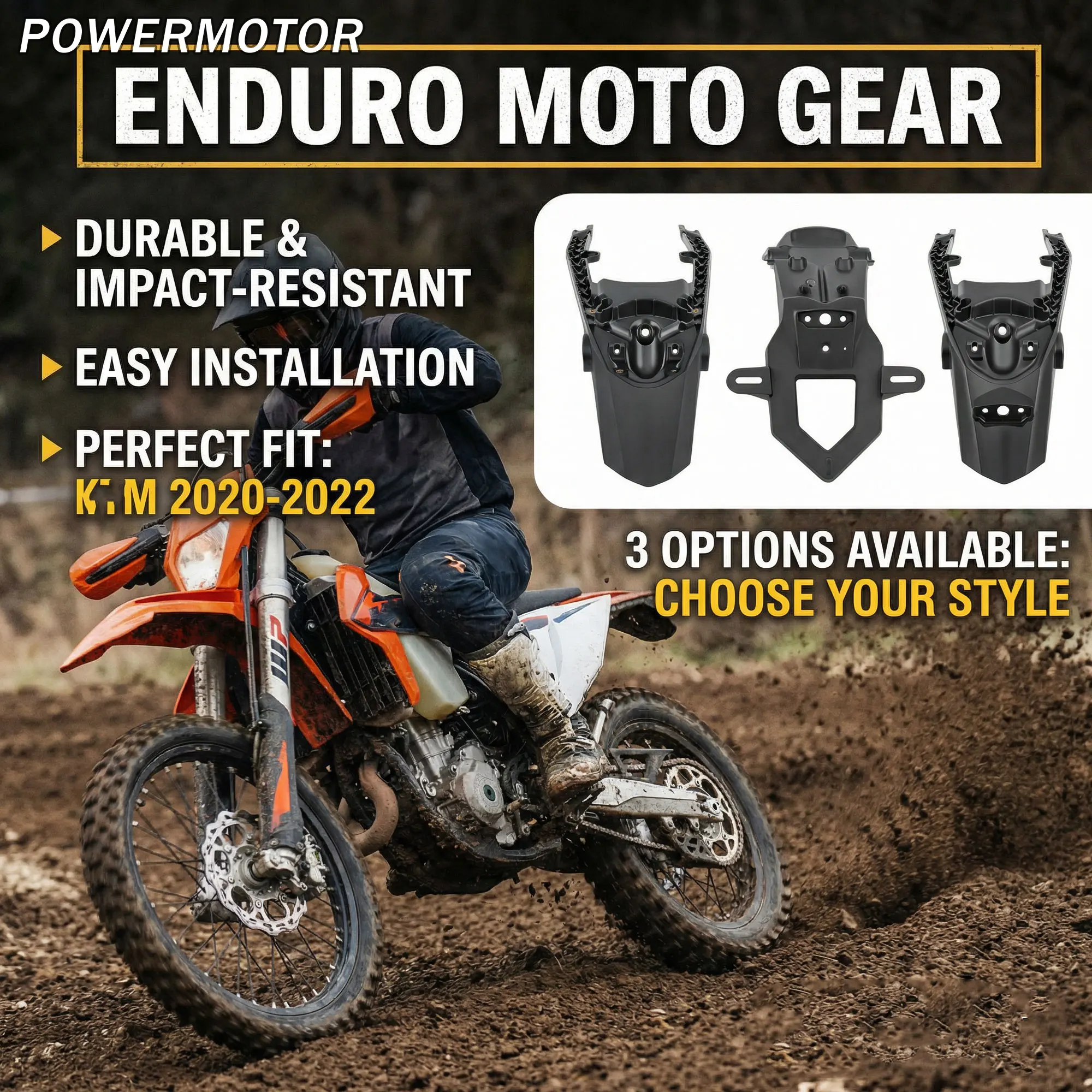 

For KTM Rear Fender Modified SXF EXC XCW XCF 2020-2022 Motocross Enduro DirtBike Supermoto Mudguard License Plate Bracket Parts