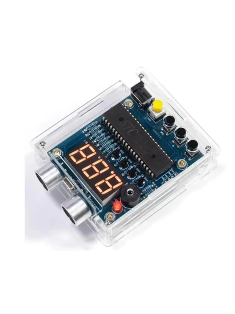 Ultrasonic Ranging Alarm Kits LED Display with Battery Case HC-SR04 Ultrasonic Sensor Module for Soldering Practicing DIY
