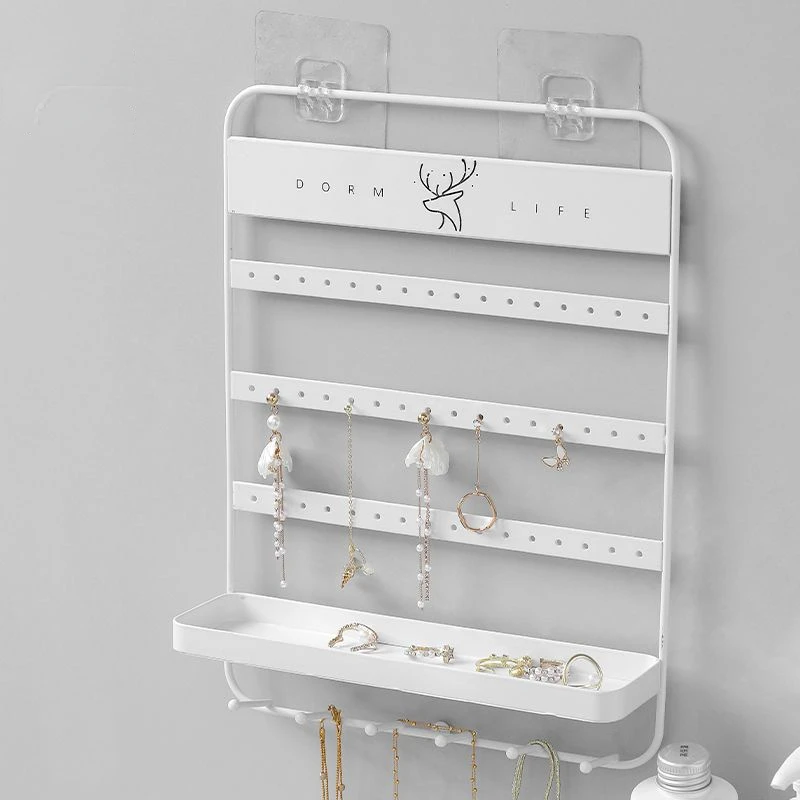 Jewelry Storage Stand Hanging Wal Earring Ear studs Holder Rack Bracelet Necklace Keys Holes Hook Organizer For Home Save Space