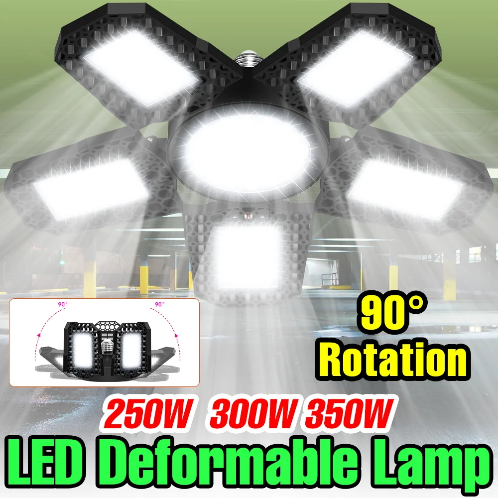 

350W LED Garage Light E27 Foldable Deformation Garage Lamps AC100-277 Warehouse Workshop Basement Lighting Bulb Cold/Warm White
