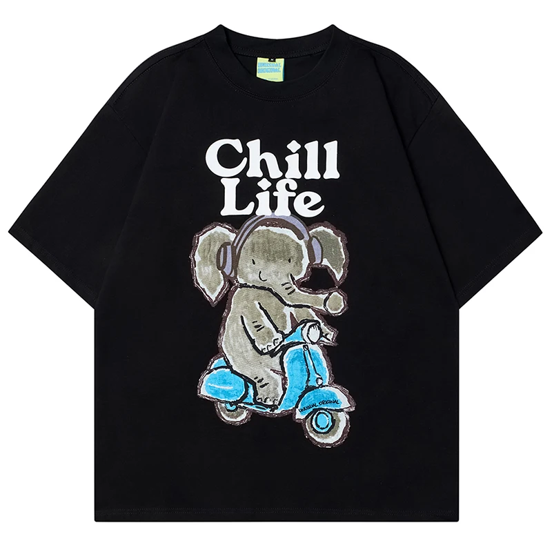 

Summer Mens Tshirts Hip Hop Cartoon Elephant Graphic T-Shirts 2025 Streetwear Harajuku Casual Soft Cotton Tops Tees Clothing