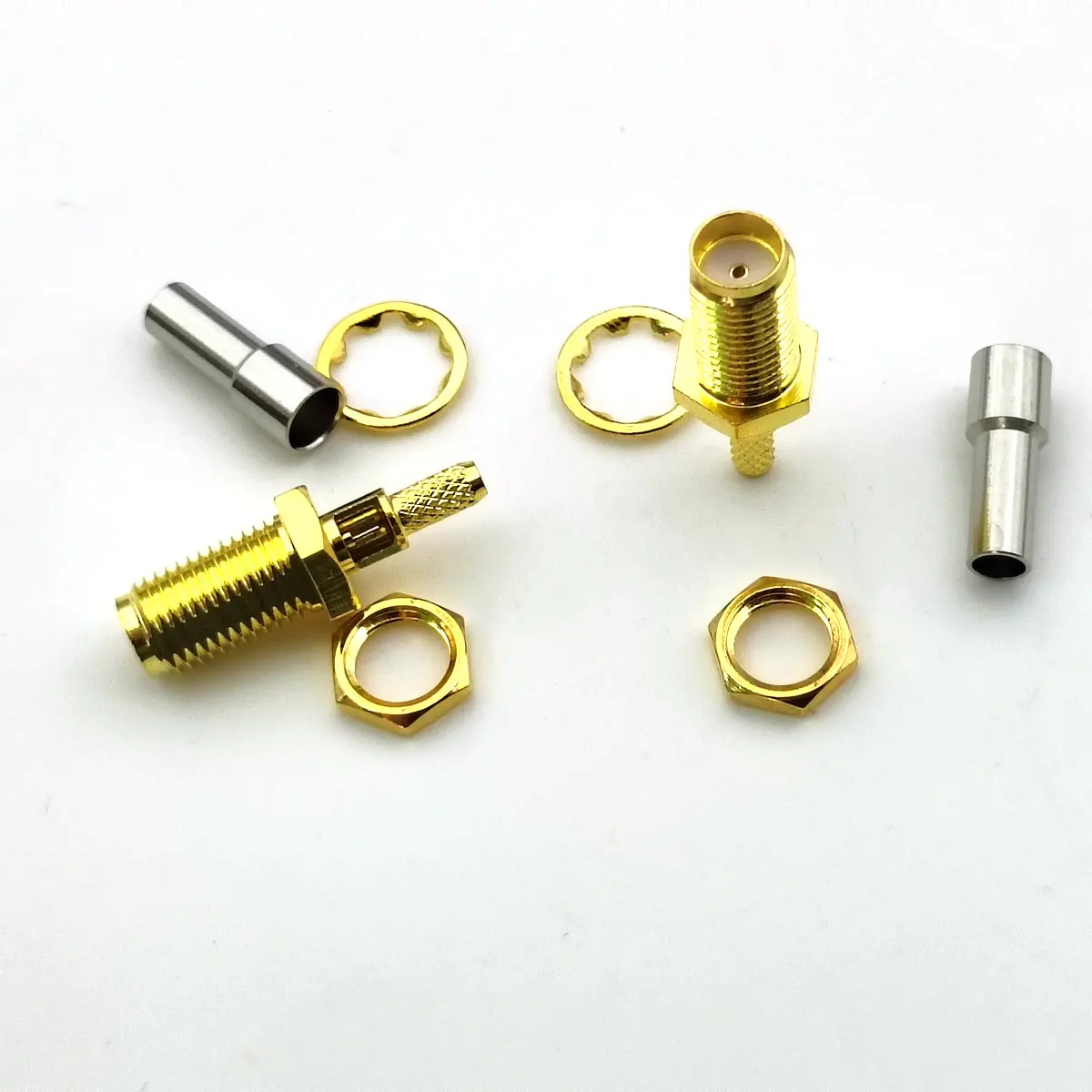 

good SMA Female Nut Bulkhead Crimp RF Crimp Coax Connector for LMR100 RG316 RG174 Cable