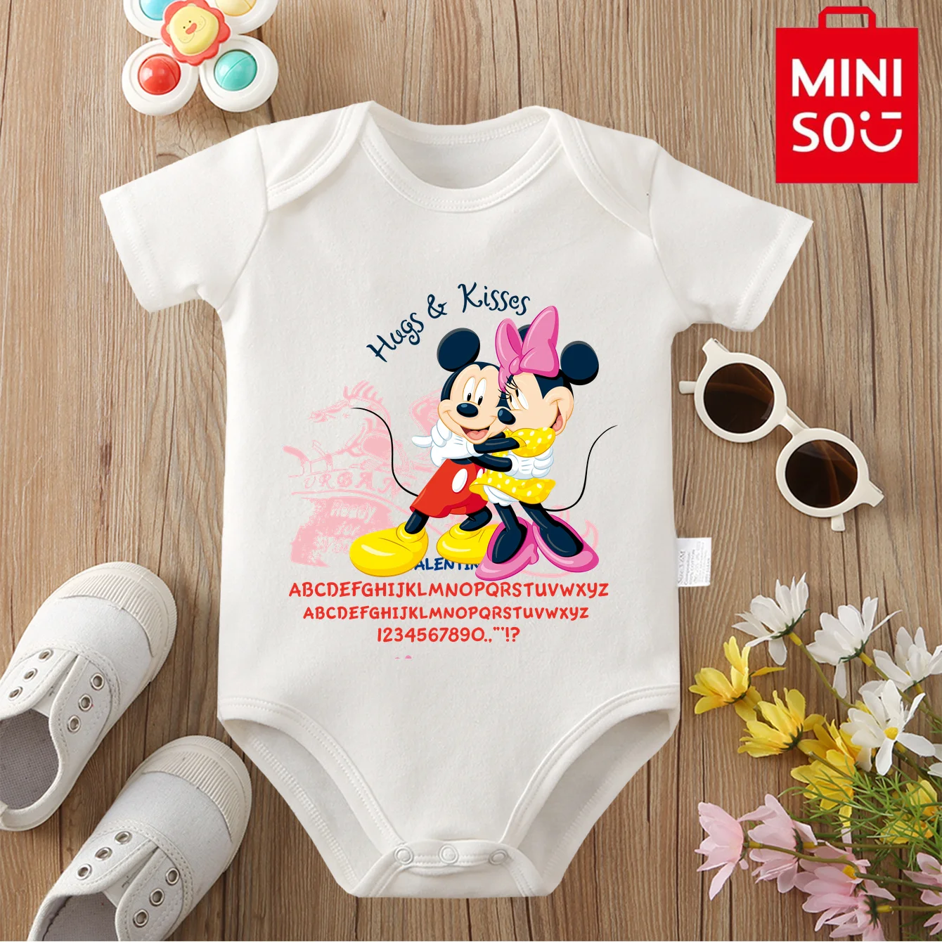 

MINISO&Disney Jointly Signed Mickey Mouse Cute Cartoon Print Pure Cotton Baby Clothe Onesie Bodysuit for 0 To 12 Months Newborn