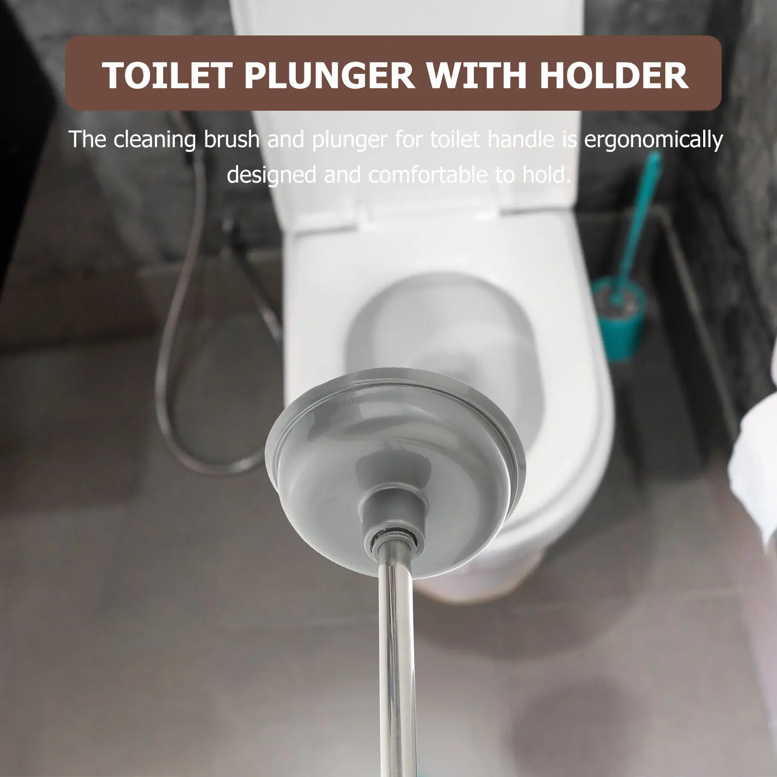

1Set Toilet Plunger with Brush Holder Sturdy Storage Stand Easy to Use Non Scratching Bristles for Home Bathroom Cleaning