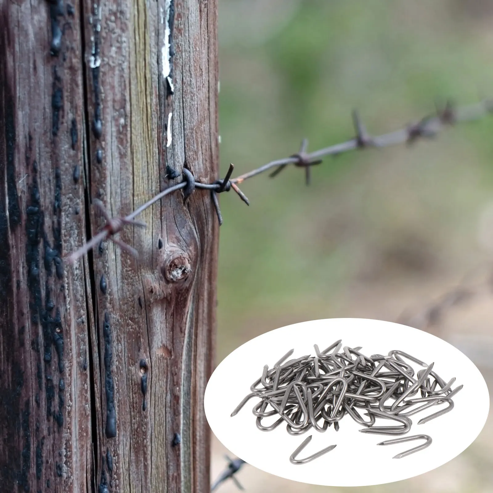 

70Pcs U-Shaped Gardening Nails Iron Ground Pegs for Fixing Chain Link Fence Barbed Wire Mesh Fencing System Secure Soil Hold