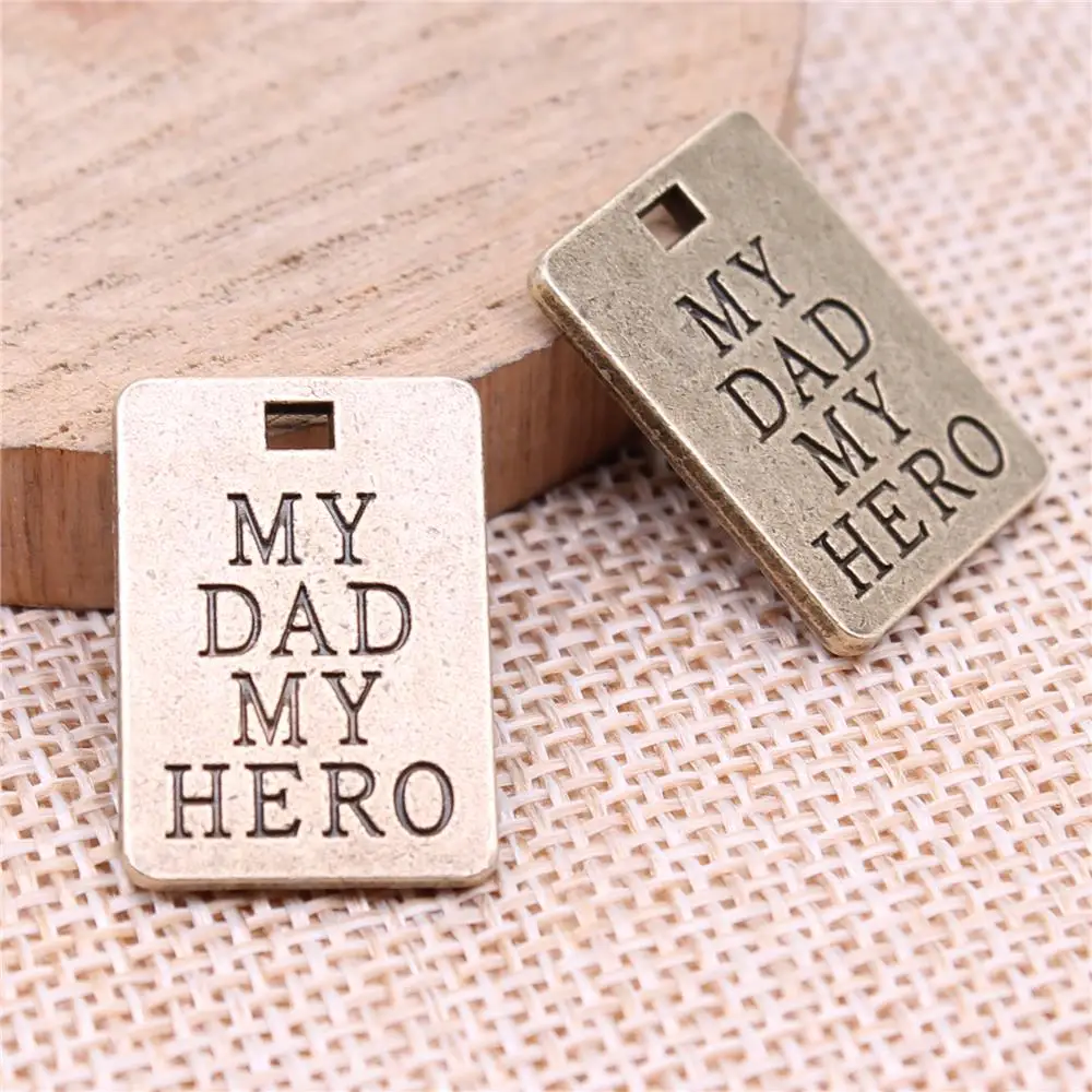 10pcs Charms 22x16mm My Dad My Hero Pendants For DIY Jewelry Making Jewelry Components Antique Bronze Plated Alloy Charms