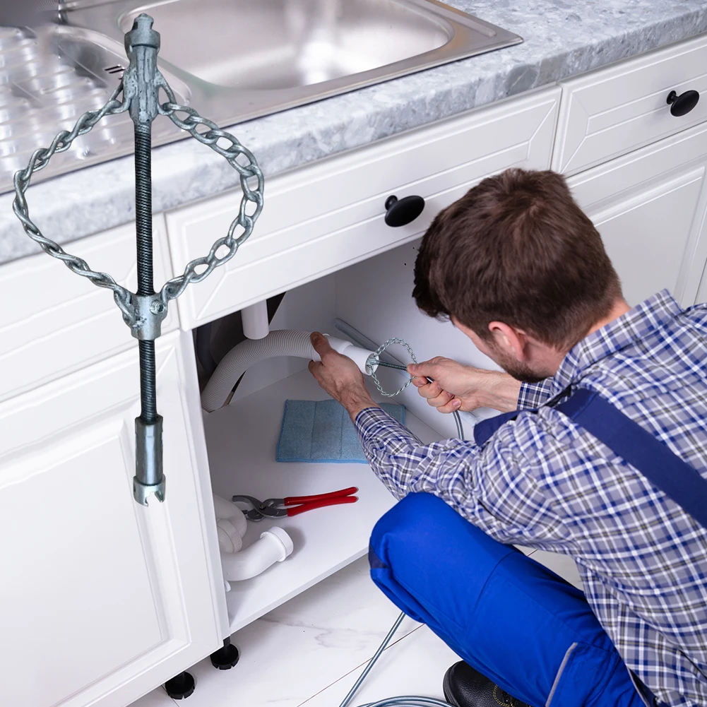 فليكس عمود المجاري إزالة الترسبات سلسلة ماسورة من الفولاذ المقاوم للصدأ أداة صيانة زيت الربيع توصيل الأنابيب الحفارة للحمام المطبخ