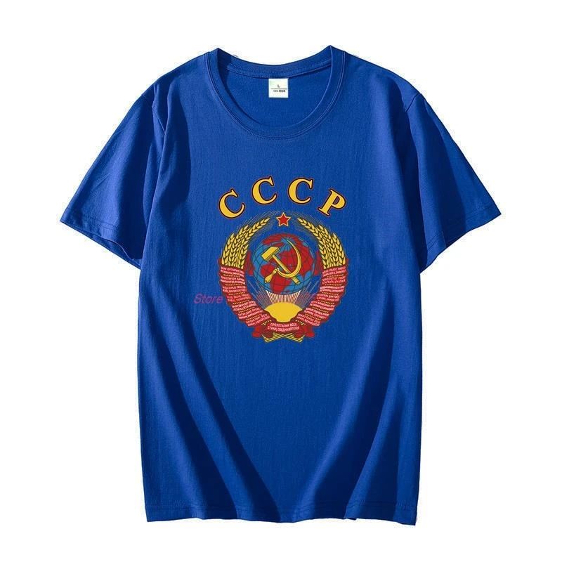 Russian Classic graphic t shirts With Ussr Emblem And Anthem Cotton Oversized t-shirt short sleeve t-shirts Men\'s clothing