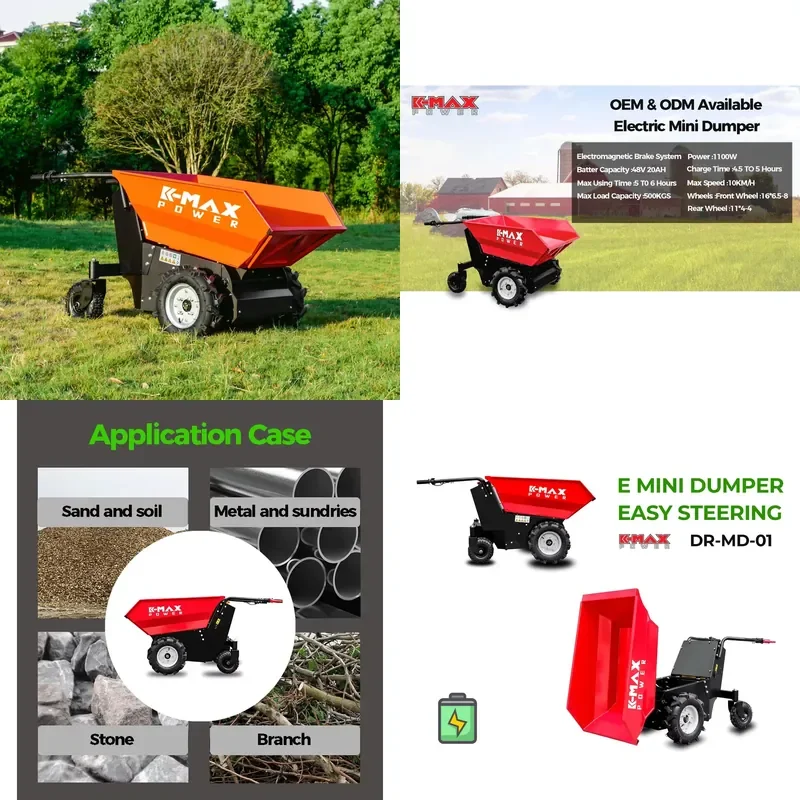 2026CE CE Approved 500Kg Load Capacity 48V 20AH Electric Power Rubber Track Agriculture Mini Skid Steer Loader Dumper Machine