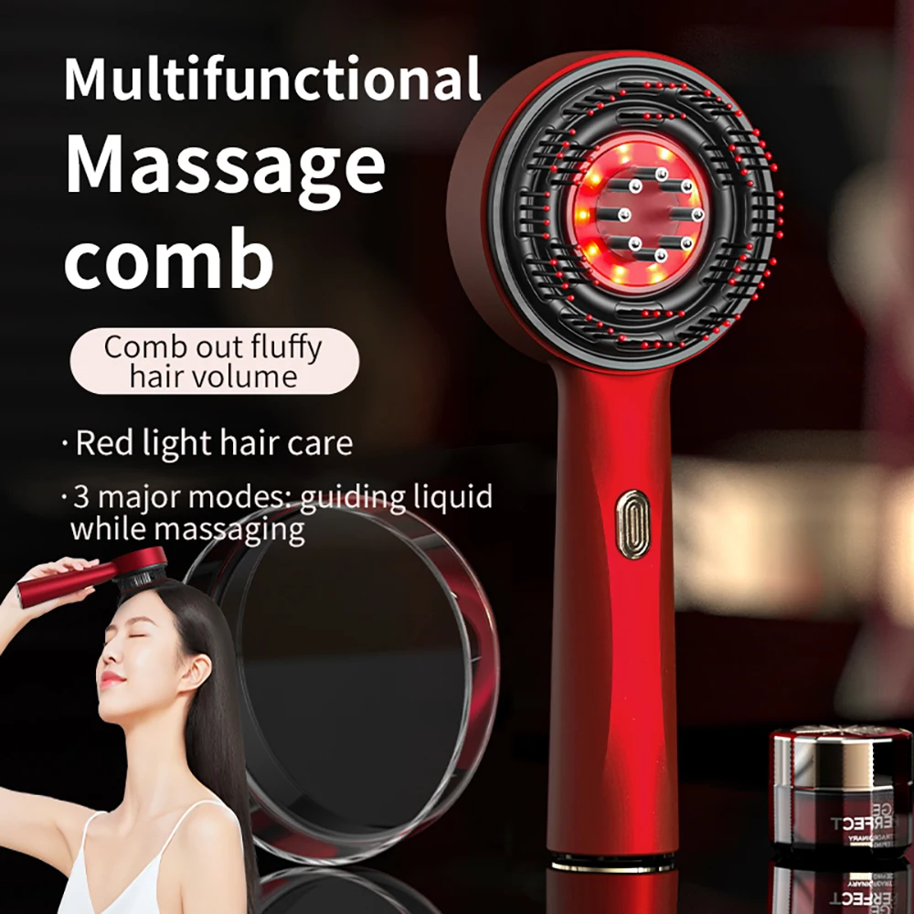 Peigne de massage électrique portable à lumière rouge, applicateur d'huile essentielle, peigne laser pour follicule pileux, meubles de suivi des cheveux sur la tête, 3 modes