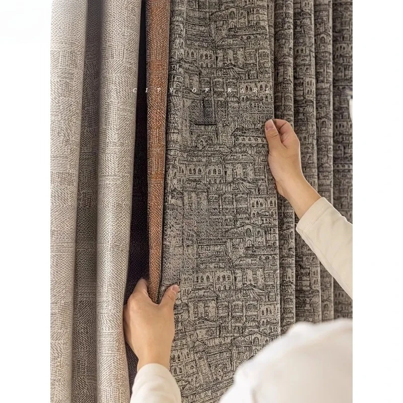 High Precision Jacquard European Curtains for Living Room Bedroom Dining Blackout Classic Decor Luxury White Tulle