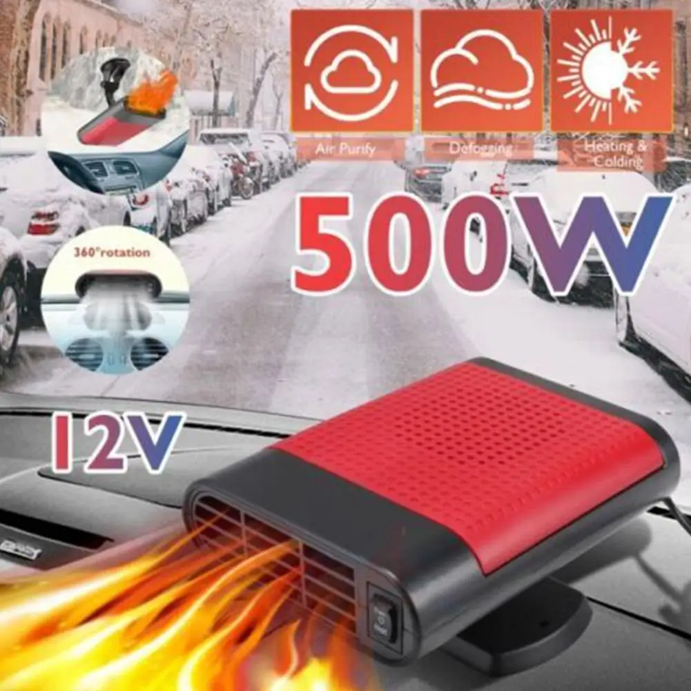 

12V 500W Car Heater Electric Cooling Heating Fan Windshield Heater Defroster Defogger Car Portable 360 Fan Rotating Demiste Y5B2
