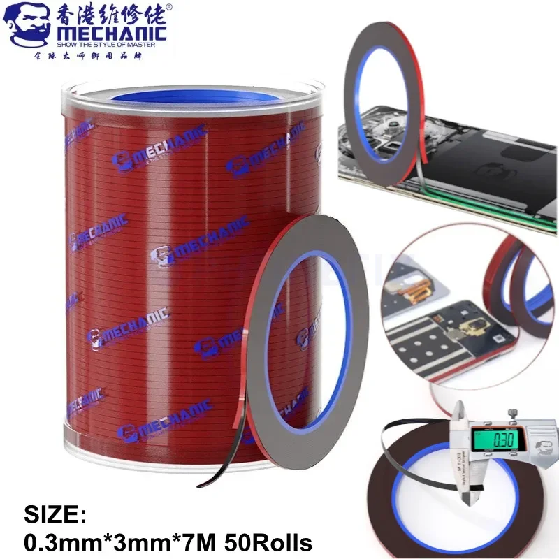 50 PCS 3mm Mechanic Original Frame Adhesive Sealing Tape Mobile Phone LCD Screen Back Cover Curved Display Waterproof Repair