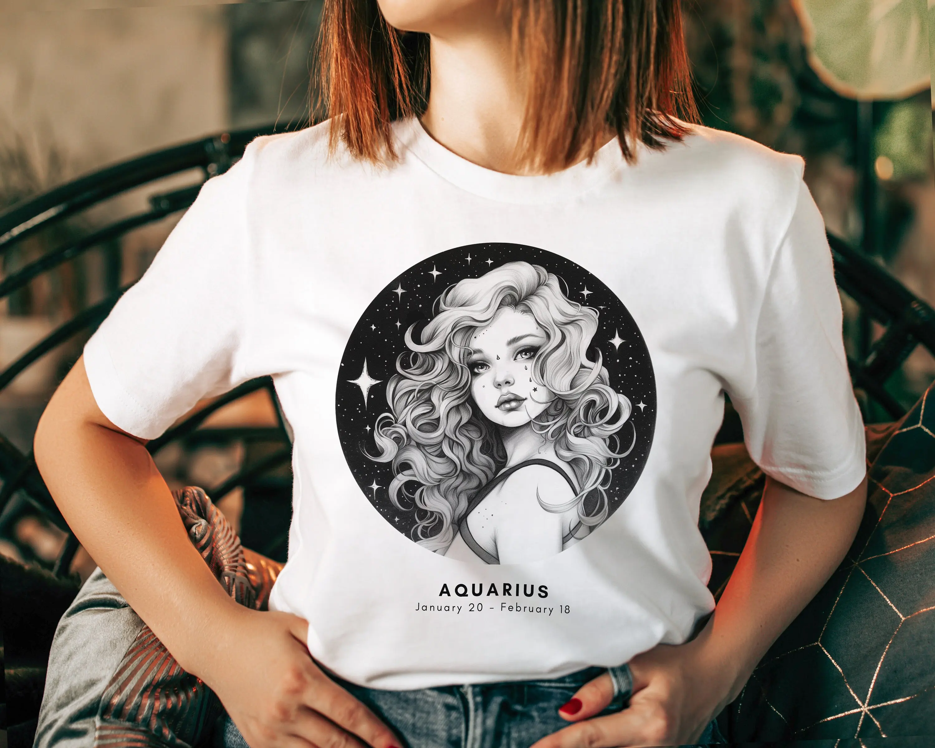 Aquarius Zodiac Girl Astrology Witchy T Shirt Festival Best Friend S Star Sign 100 Cotton