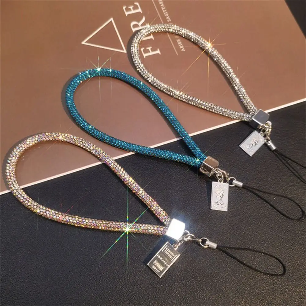 Full Diamond Rhinestone Phone Lanyard Diamond Pendant Wrist Chain Diamond Phone Lanyard Short Anti-lost Cellphone Chain