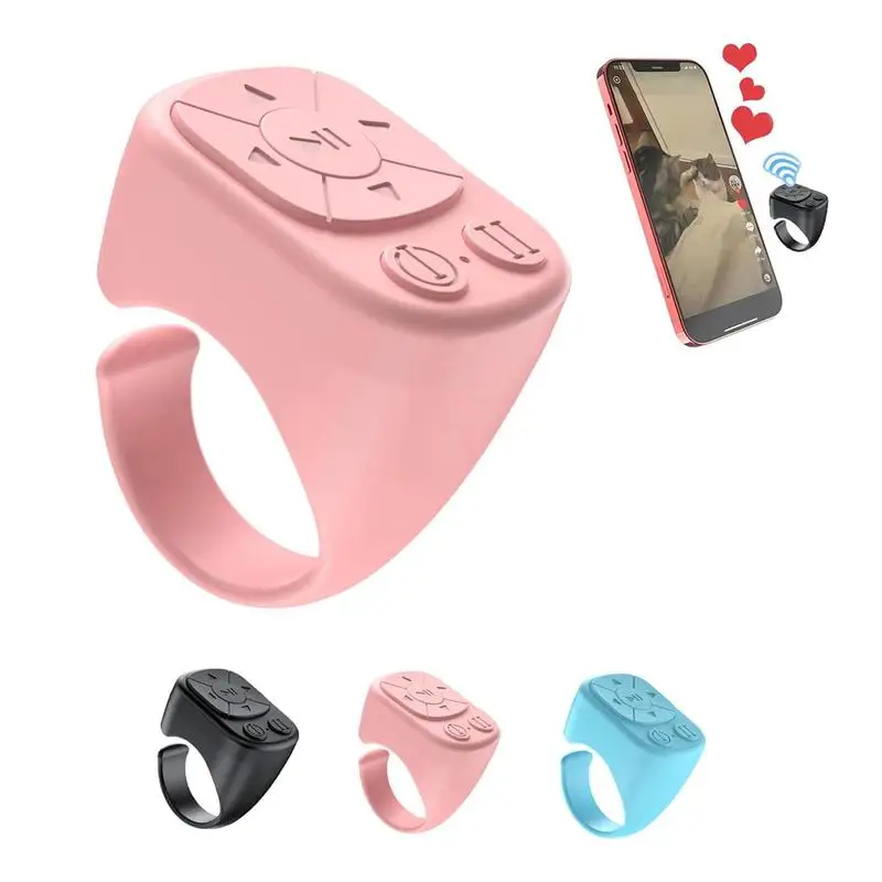 Bluetooth Control Ring: Page turner, camera shutter, video & music remote. iOS/Android compatible.