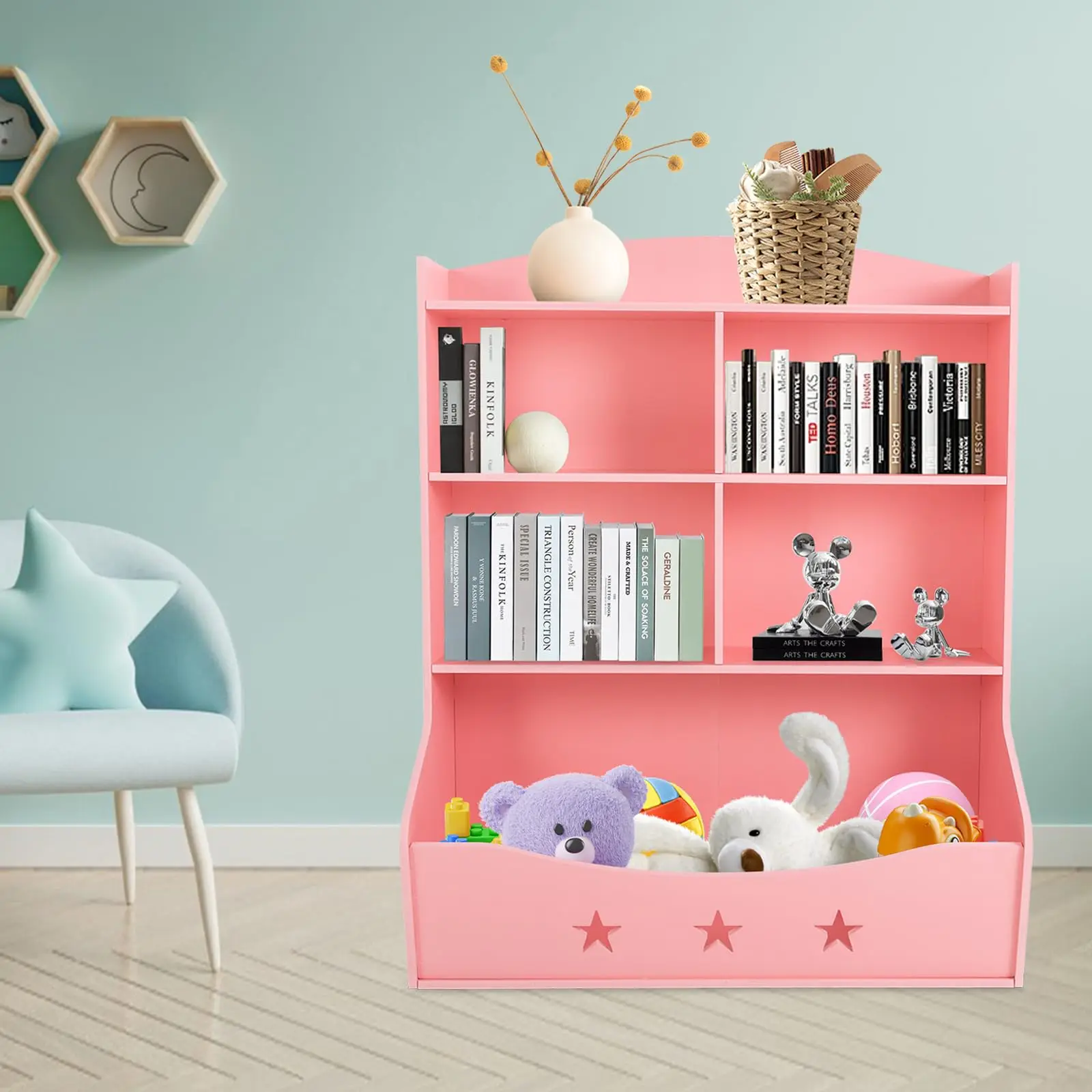 منظمو ألعاب الأطفال والتخزين، خزانة كتب للأطفال من 3 طبقات ورف كتب، رف عرض منظمة منزلية للعب الحضانة #1