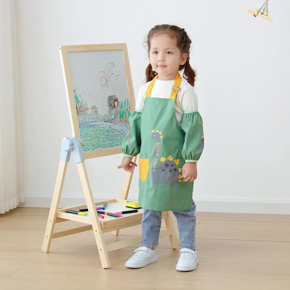 Animal Pattern Kids Apron with Sleevelet Baby Bibs Apron Child Kids Painting Cooking Baking Pinafore Playing Games Garden Apron